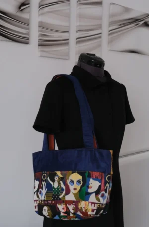 Sac Zippé Effet Suédine & Jacquard visages – Image 11