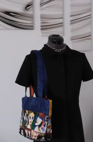Sac Zippé Effet Suédine & Jacquard visages – Image 12