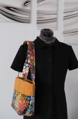 Sac Zippé Fleuri Velours et Coton – Image 9