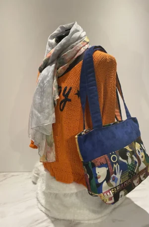 Sac zippé Jacquard visages