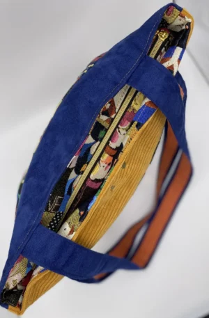 Sac zippé velours jacquard visages