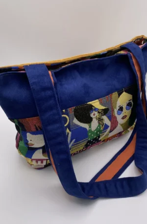 Sac zippé Jacquard visages