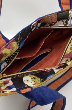 Sac zippé Jacquard visages