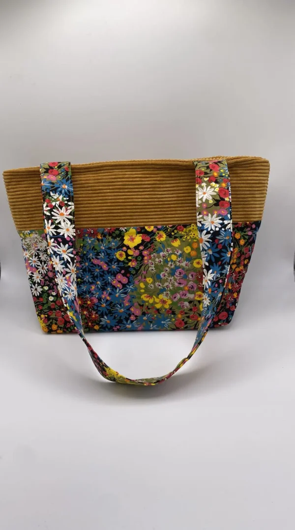 sac zippé Velours fleurs