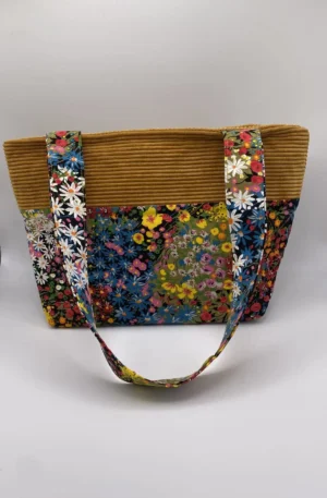 sac zippé Velours fleurs