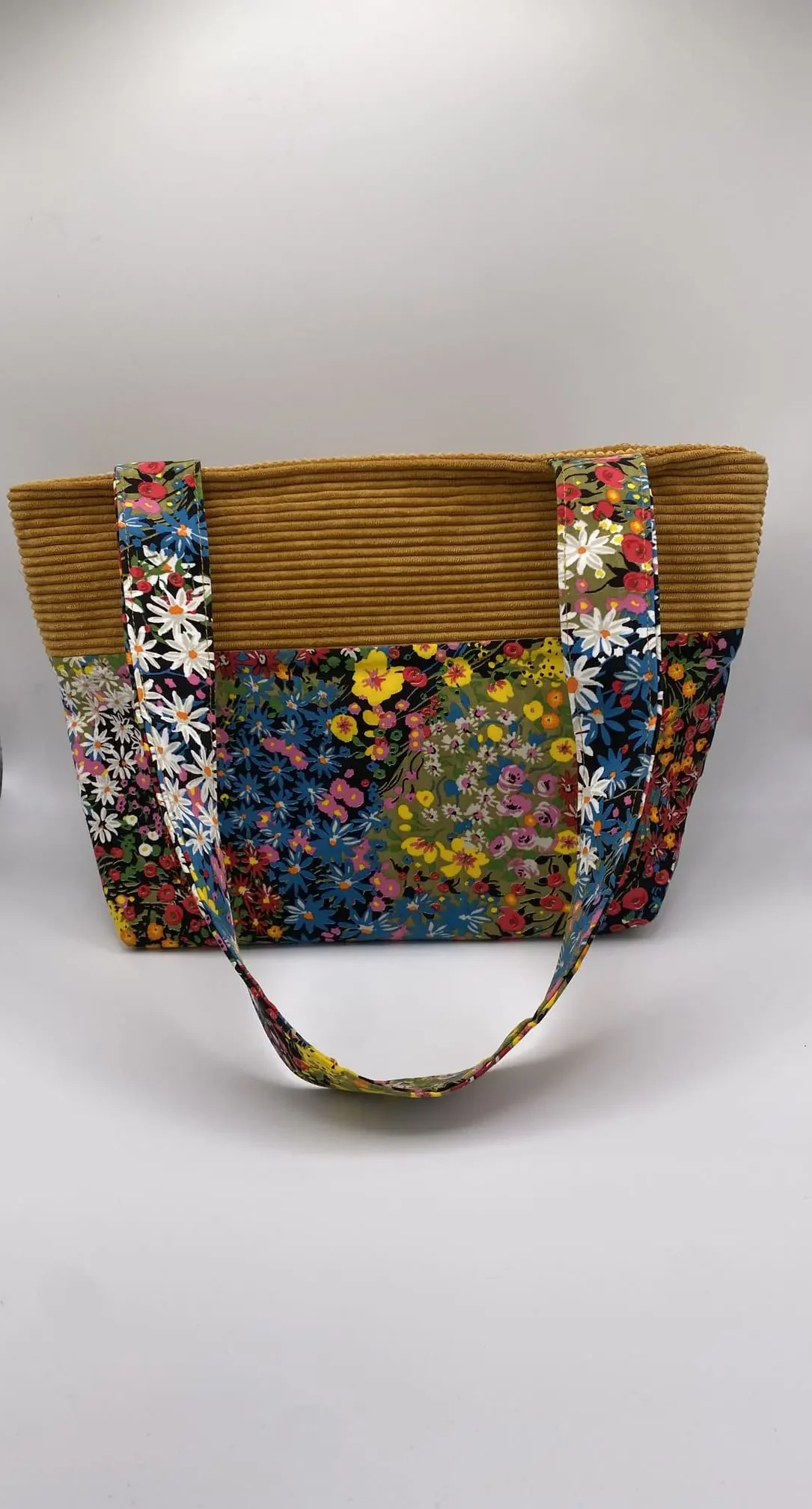 sac zippé Velours fleurs