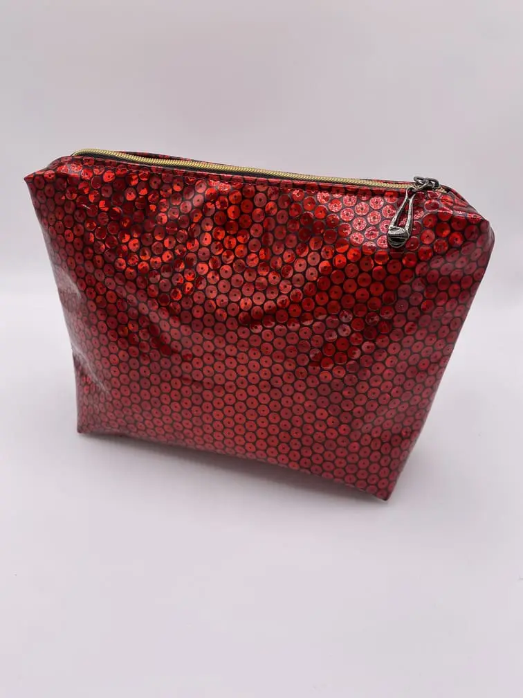 pochette rouge paillettes simili cuir