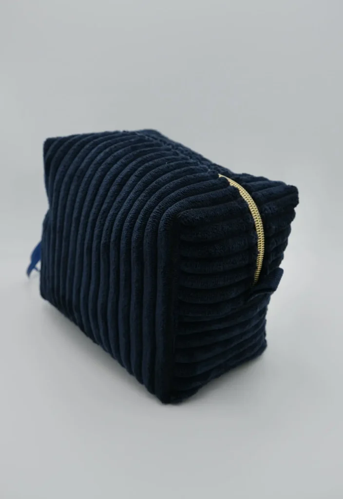Trousse Velours bleu grosses côtes