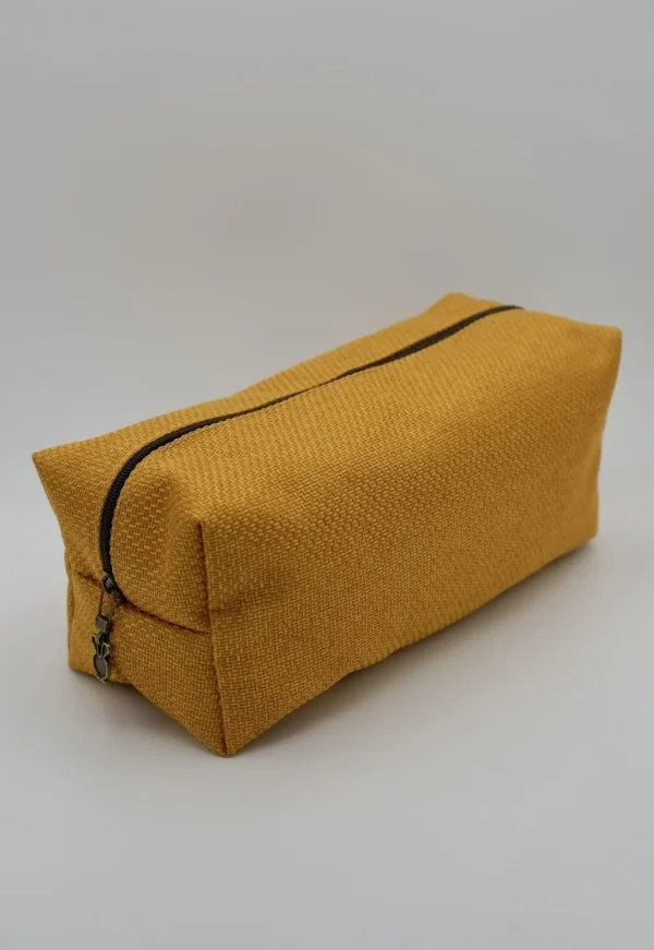 TROUSSE JAUNE STYLOS DOUBLURE TISSU ENFANT