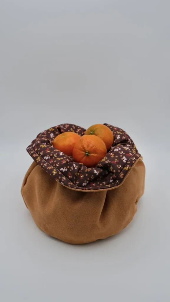 Panière Suédine et Fleurs rouilles