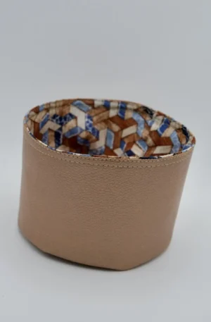 Panière Petit Modèle en Simili Cuir Ambré