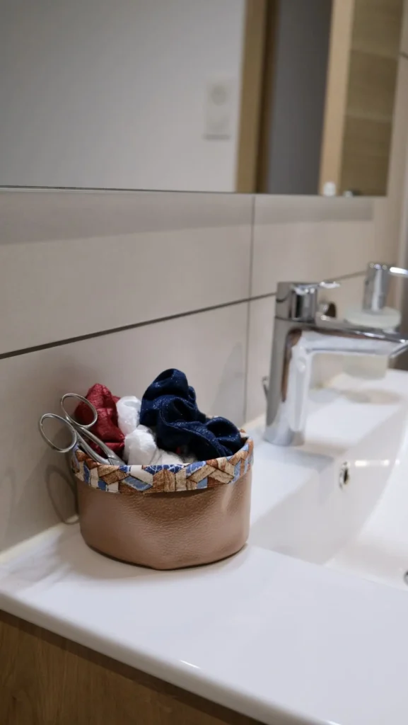 Panière Petit Modèle en Simili Cuir Ambré