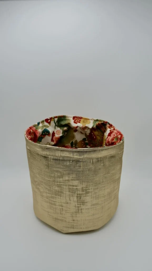 Panière Simili tissu japonais ton rosé