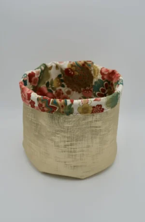 Panière Simili tissu japonais ton rosé