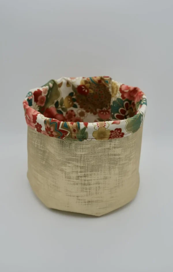 Panière Simili tissu japonais ton rosé