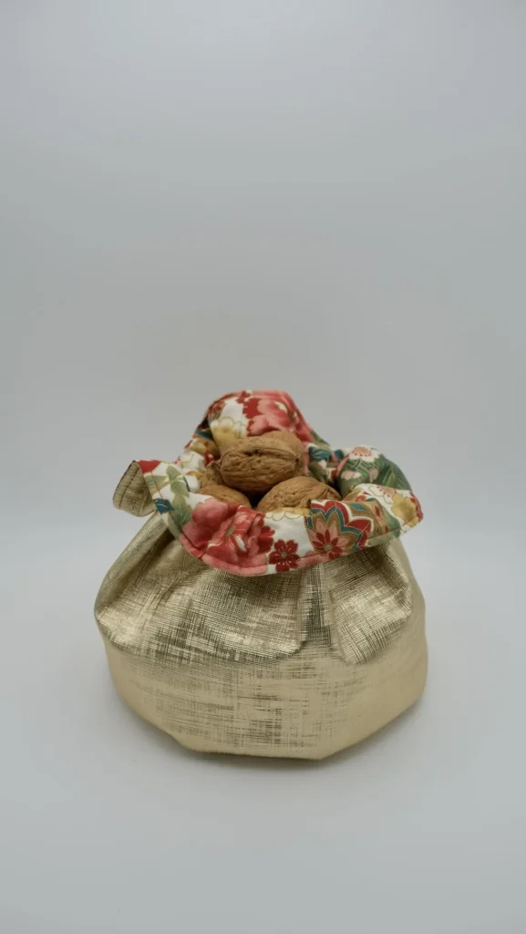 Panière Simili tissu japonais ton rosé