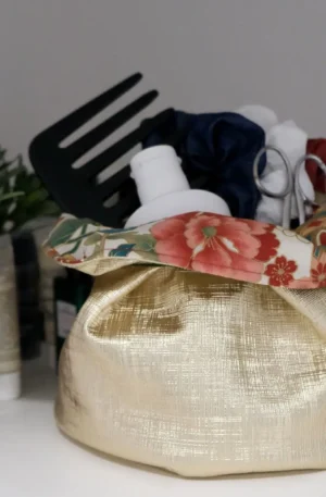 Panière Simili tissu japonais ton rosé – Image 7