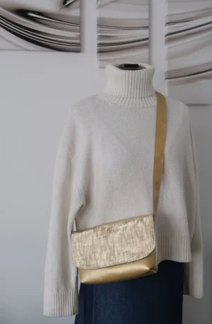 Sac Rabat petit modèle en simili graphique doré – Image 11