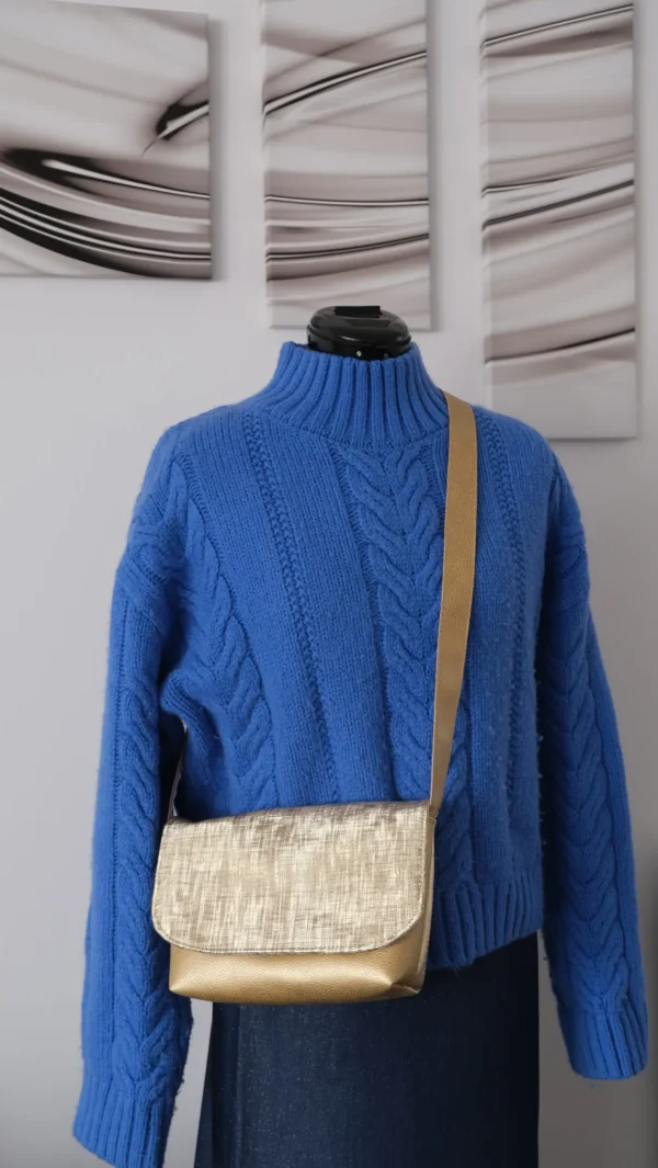 Sac Rabat petit modèle en simili graphique doré – Image 10