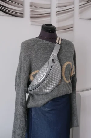 Sac Banane Simili Argent Capitons relief – Image 6