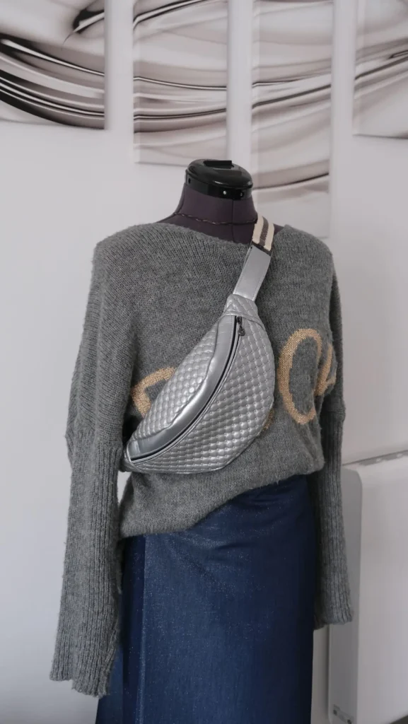 Sac Banane Simili Argent Capitons relief