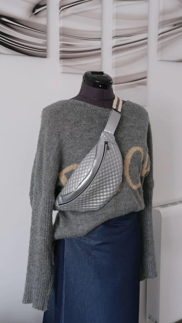 Sac Banane Simili Argent Capitons relief – Image 6