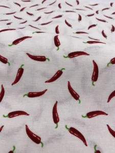 coton blanc piments rouges