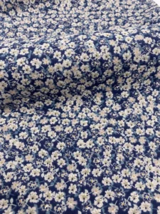 COTON FLEURI BLEU CIEL BLANC