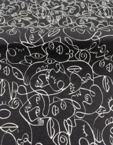 COTON VISAGES BLANCS SUR FOND NOIR