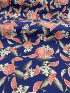 DOUBLURE COTON PAMPLEMOUSSE FOND BLEU
