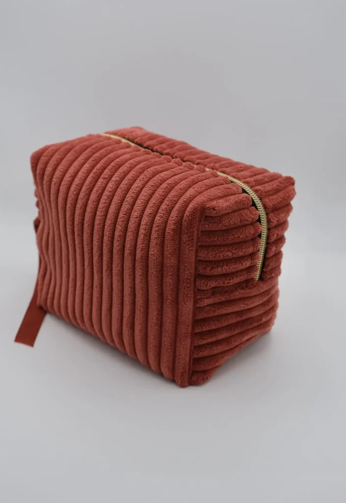 Trousse Velours orange grosses côtes