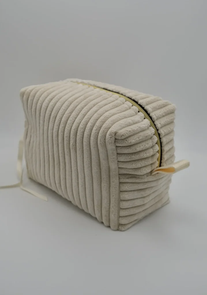 Trousse Velours beige grosses côtes