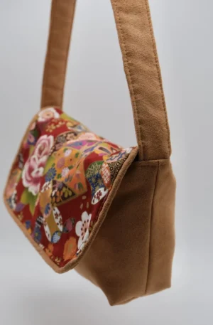 Sac Rabat petit modèle en tissu japonais ton rouge, pièce Unique – Image 3