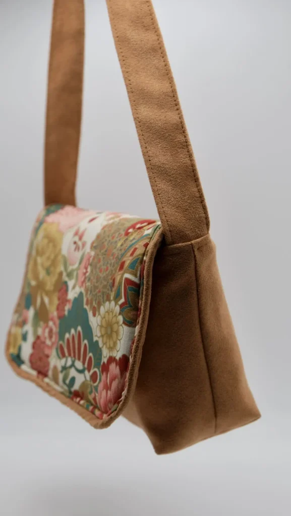 Sac Rabat petit modèle en tissu japonais ton rosé, pièce Unique