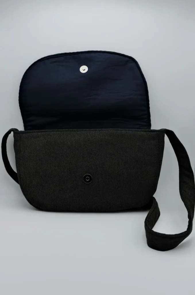 Sac à rabat Noir & Jacquard Visages