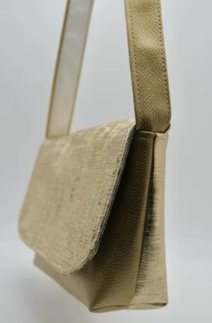 Sac Rabat petit modèle en simili graphique doré – Image 3