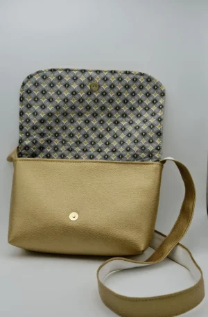 Sac Rabat petit modèle en simili graphique doré – Image 5