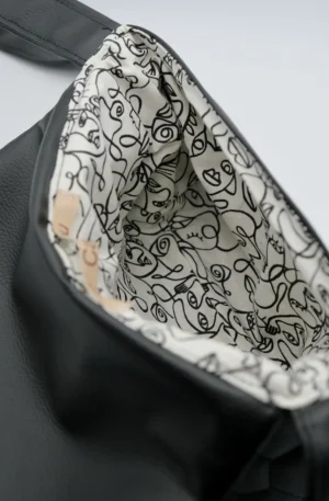 Sac Rabat petit modèle en simili cuir noir relief – Image 7