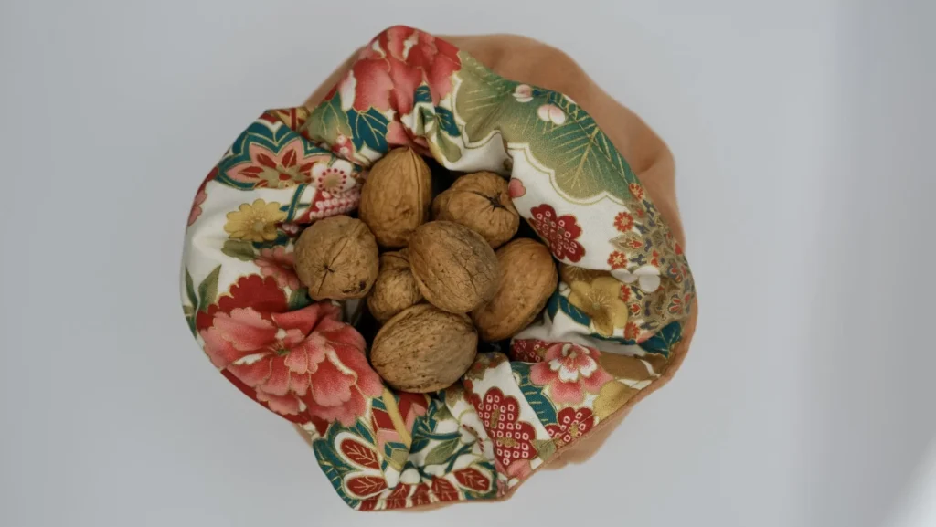 Panière Suédine et tissu provenance Japon ton rosé