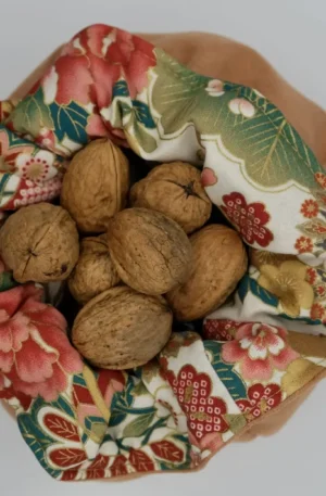 Panière Suédine et tissu provenance Japon ton rosé – Image 4