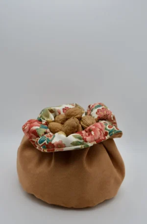 Panière Suédine et tissu provenance Japon ton rosé – Image 5