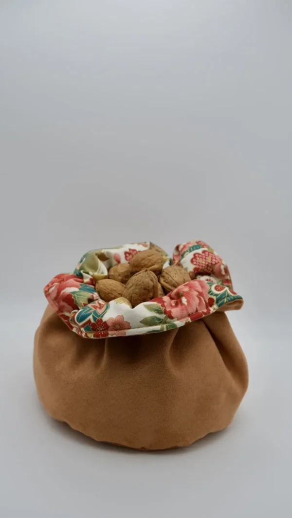 Panière Suédine et tissu provenance Japon ton rosé – Image 5