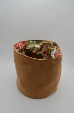 Panière Suédine et tissu provenance Japon ton rosé – Image 3