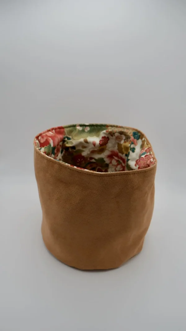 Panière Suédine et tissu provenance Japon ton rosé – Image 3