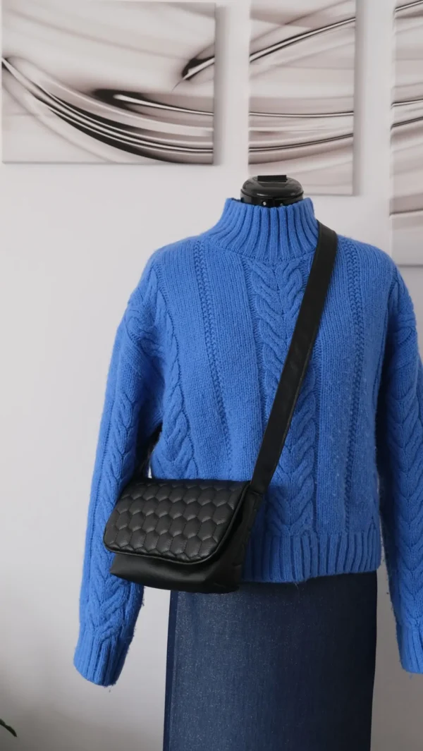 Sac Rabat petit modèle en simili cuir noir relief – Image 9