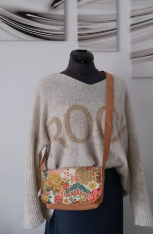 Sac Rabat petit modèle en tissu japonais ton rosé, pièce Unique – Image 8