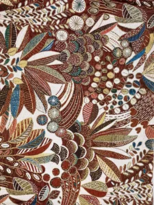 Jacquard lyonnais feuilles prédominance doré orange