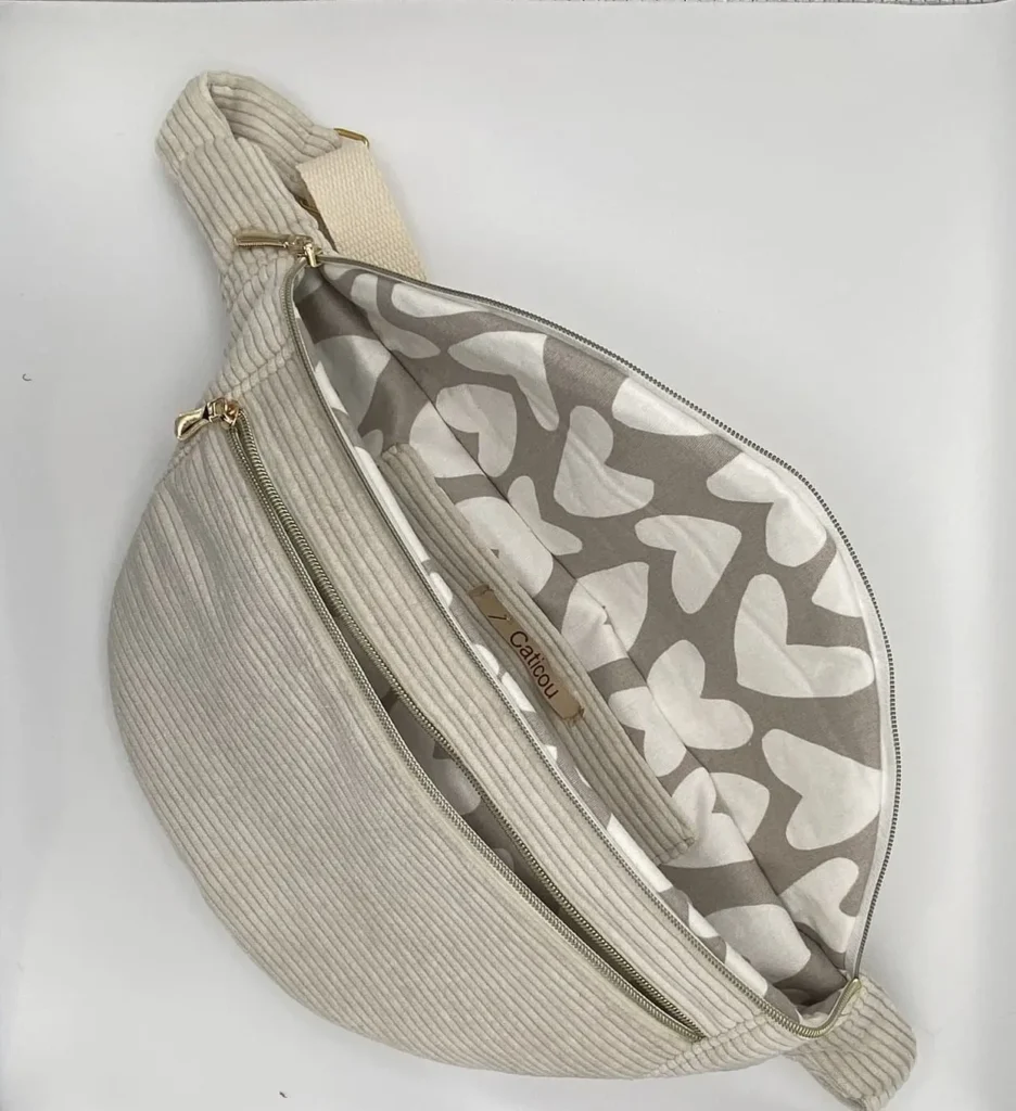 sac banane velours beige grande taille