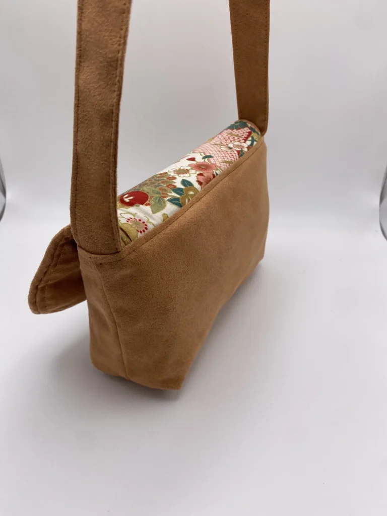 Sac Rabat petit modèle en tissu japonais ton rosé, pièce Unique