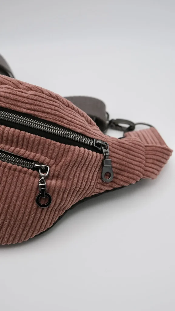 Sac Banane Modèle Marie Velours saumon / mousquetons